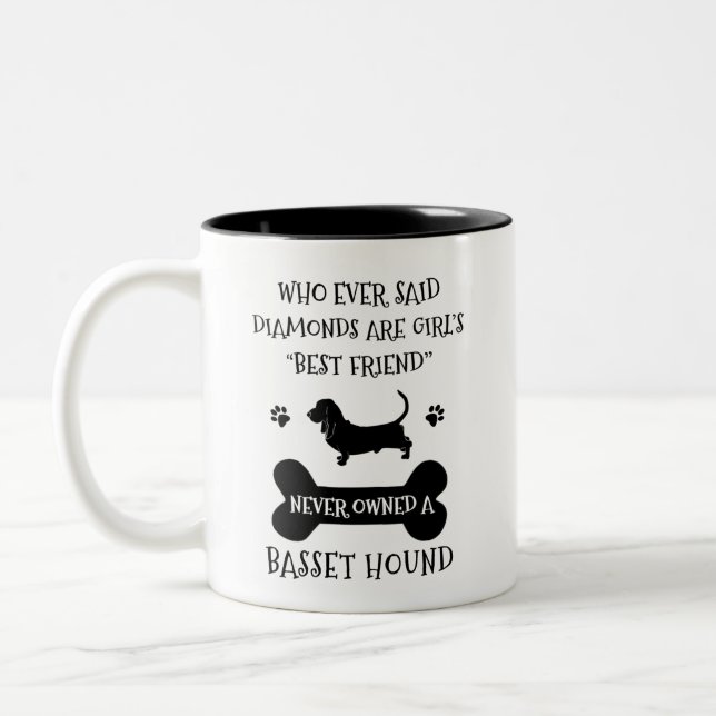 Basset Hound Dog Best Friend Two-Tone Coffee Mug (Left)
