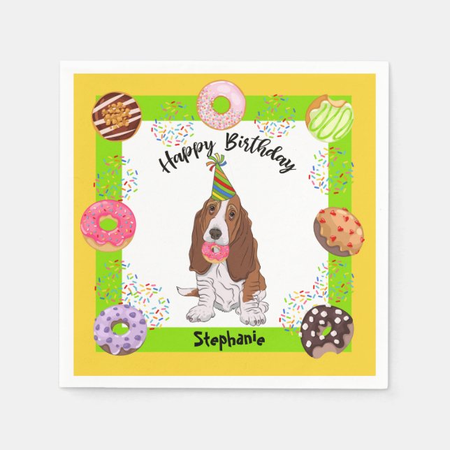 Basset Hound dog  Birthday Party Napkin (Front)