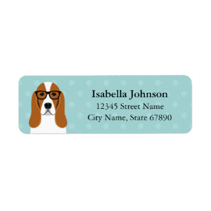 Basset Hound Dog Blue Return Address Label