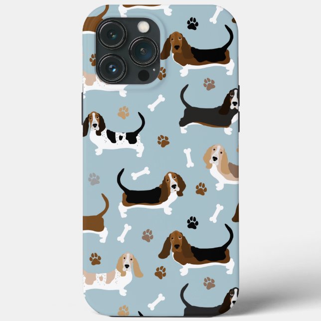 Basset Hound Dog Bones and Paws Case-Mate iPhone Case (Back)
