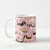 Basset Hound Dog Bones and Paws Coffee Mug