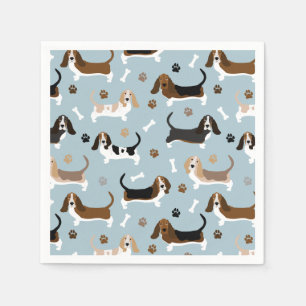 Basset Hound Dog Bones and Paws Napkins