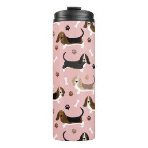 Basset Hound Dog Bones and Paws Thermal Tumbler