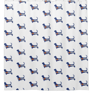 Basset Hound Dog Breed Colorado Flag Silhouette Shower Curtain