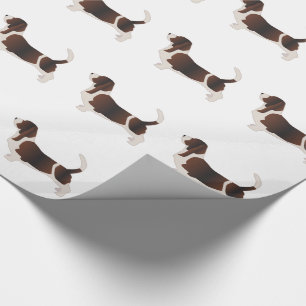Basset Hound Dog Breed Silhouette Illustration Wrapping Paper