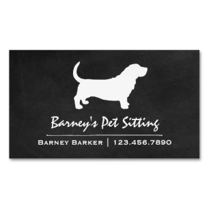 Basset Hound Dog Breed Silhouette Magnetic Business Card