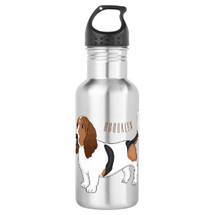 Basset hound dog cartoon illustration 532 ml water bottle