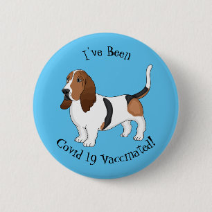 Basset hound dog cartoon illustration  6 cm round badge