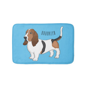 Basset hound dog cartoon illustration bath mat