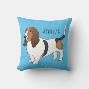 Basset hound dog cartoon illustration cushion