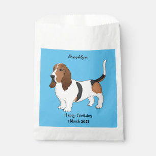 Basset hound dog cartoon illustration favour bags