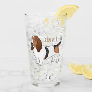 Basset hound dog cartoon illustration glass