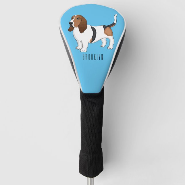 Basset hound dog cartoon illustration  golf head cover (Front)