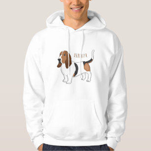 Basset hound dog cartoon illustration  hoodie