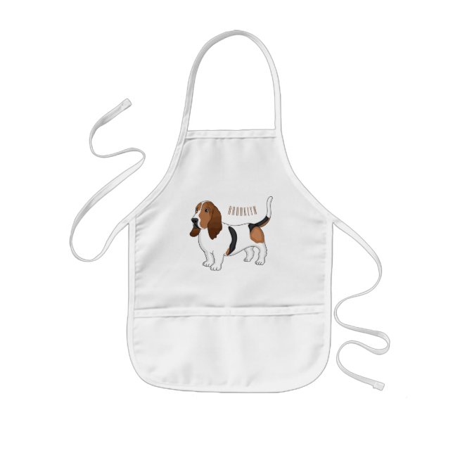 Basset hound dog cartoon illustration  kids apron (Front)