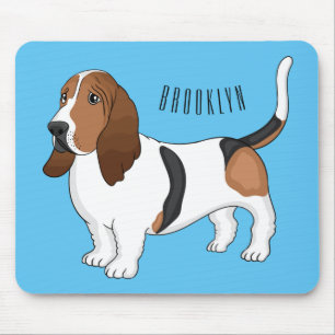 Basset hound dog cartoon illustration mouse mat
