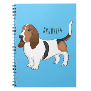Basset hound dog cartoon illustration  notebook