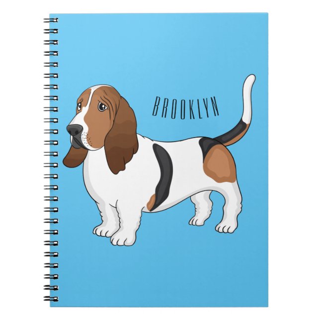 Basset hound dog cartoon illustration  notebook (Front)