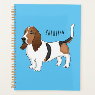 Basset hound dog cartoon illustration planner