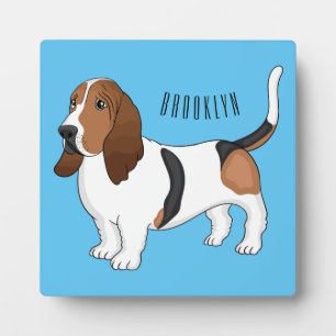Basset hound dog cartoon illustration plaque