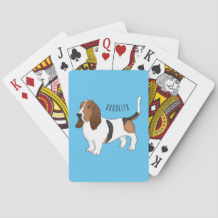 Basset hound dog cartoon illustration playing cards