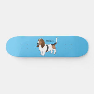 Basset hound dog cartoon illustration skateboard