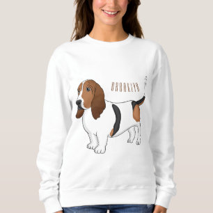 Basset hound dog cartoon illustration sweatshirt