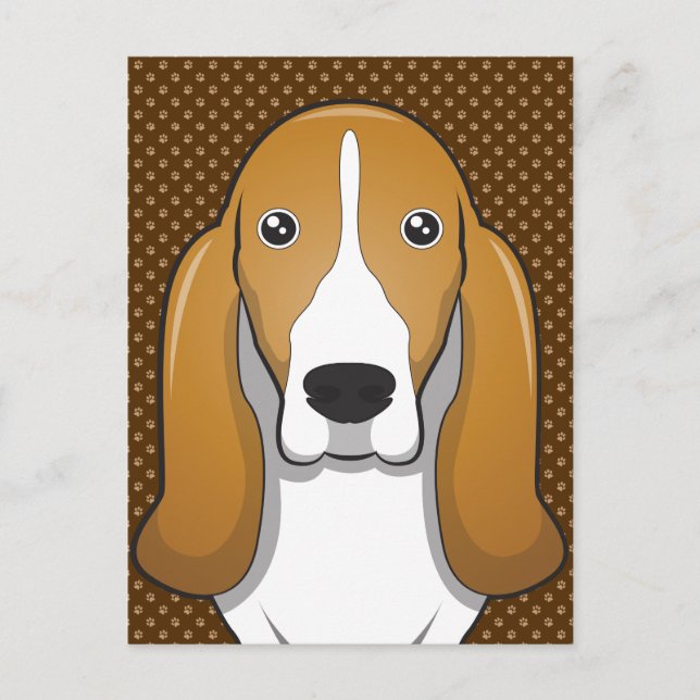 Basset Hound Dog Cartoon Paws Postcard (Front)