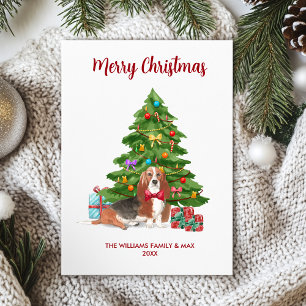Basset Hound Dog Christmas Holiday Card