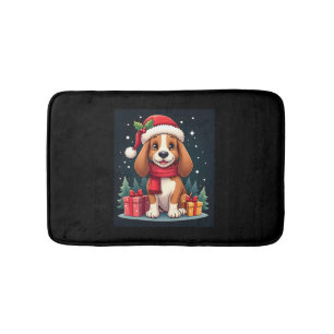 Basset Hound Dog Christmas Outfits Santa Hat Dog X Bath Mat