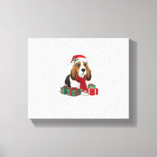 Basset Hound Dog Christmas Outfits Santa Hat Dog X Canvas Print