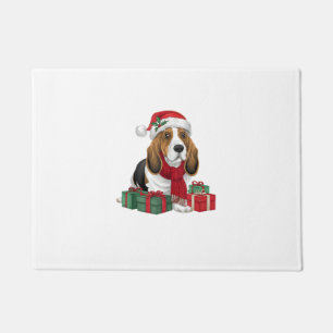 Basset Hound Dog Christmas Outfits Santa Hat Dog X Doormat