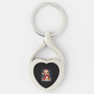 Basset Hound Dog Christmas Outfits Santa Hat Dog X Key Ring