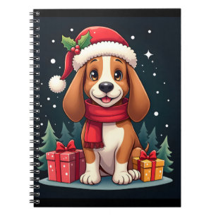 Basset Hound Dog Christmas Outfits Santa Hat Dog X Notebook