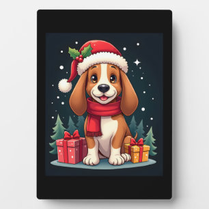 Basset Hound Dog Christmas Outfits Santa Hat Dog X Plaque