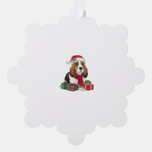 Basset Hound Dog Christmas Outfits Santa Hat Dog X Tree Decoration Card