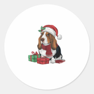 Basset Hound Dog Christmas Parties Holiday Santa D Classic Round Sticker