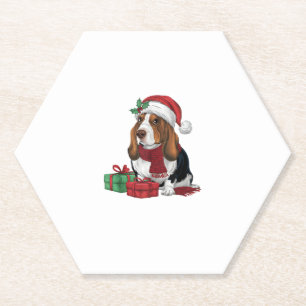 Basset Hound Dog Christmas Parties Holiday Santa D Paper Coaster