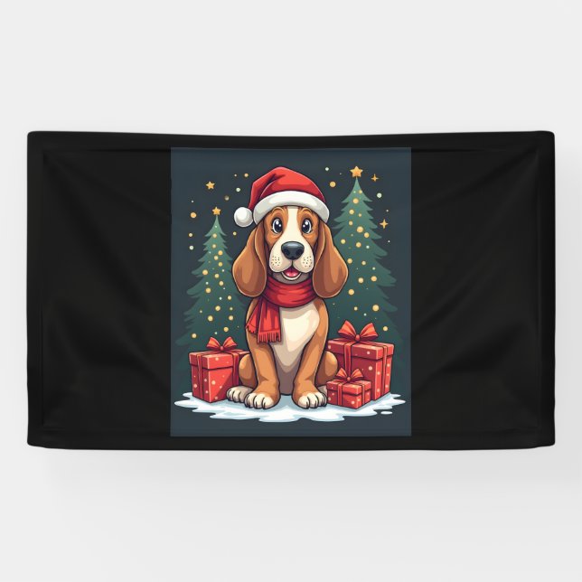 Basset Hound Dog Christmas Parties Santa Dog Lover Banner (Horizontal)