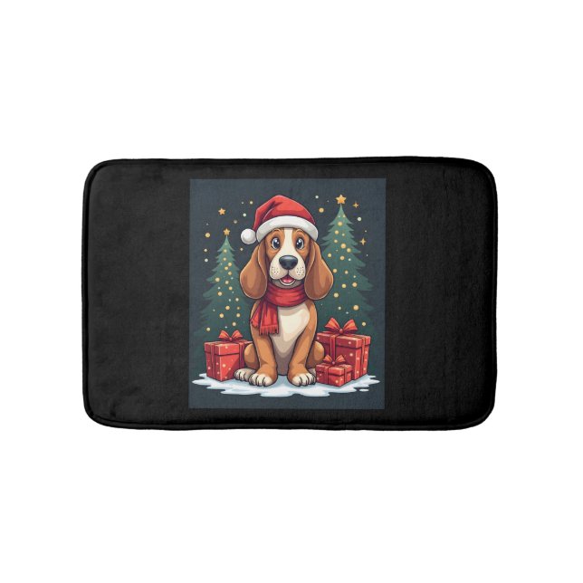 Basset Hound Dog Christmas Parties Santa Dog Lover Bath Mat (Front)