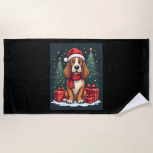 Basset Hound Dog Christmas Parties Santa Dog Lover Beach Towel