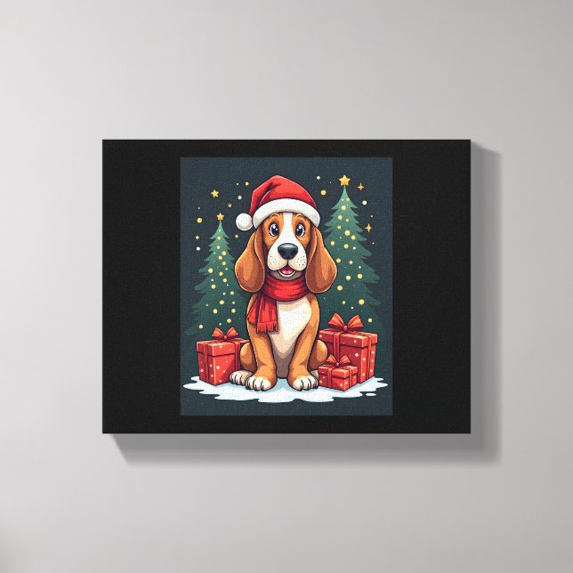 Basset Hound Dog Christmas Parties Santa Dog Lover Canvas Print (Front)