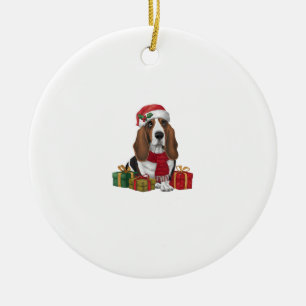 Basset Hound Dog Christmas Parties Santa Dog Lover Ceramic Tree Decoration