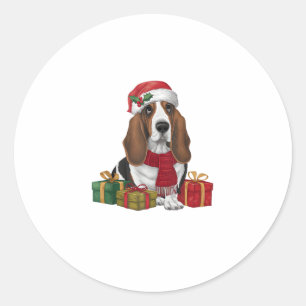 Basset Hound Dog Christmas Parties Santa Dog Lover Classic Round Sticker