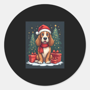 Basset Hound Dog Christmas Parties Santa Dog Lover Classic Round Sticker