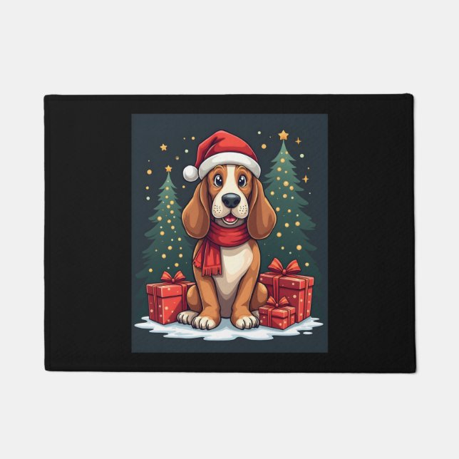 Basset Hound Dog Christmas Parties Santa Dog Lover Doormat (Front)