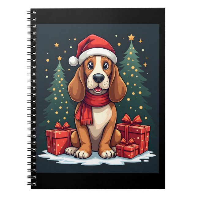 Basset Hound Dog Christmas Parties Santa Dog Lover Notebook (Front)