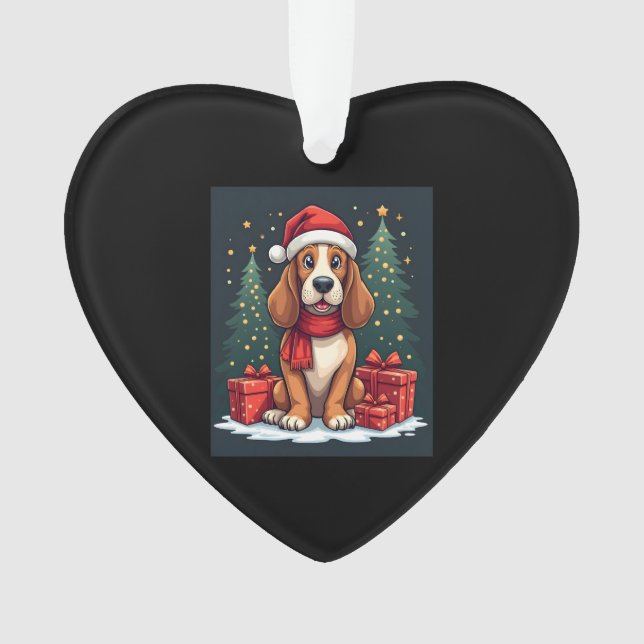 Basset Hound Dog Christmas Parties Santa Dog Lover Ornament (Front)