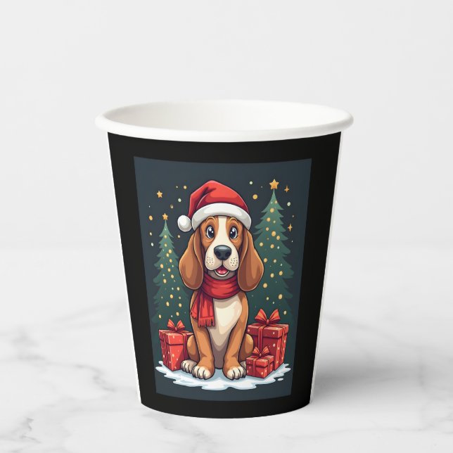 Basset Hound Dog Christmas Parties Santa Dog Lover Paper Cups (Front)