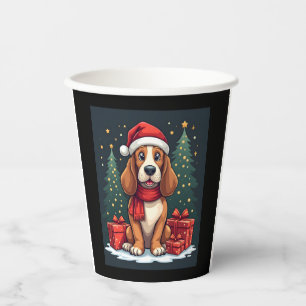 Basset Hound Dog Christmas Parties Santa Dog Lover Paper Cups